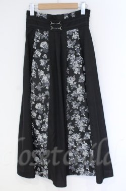 画像1: axes femme / フラワージャガード切替スカート  クロ O-25-10-31-3040-AX-SK-IG-OS