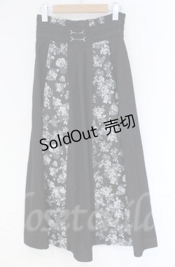 画像1: axes femme / フラワージャガード切替スカート  クロ O-25-10-31-3040-AX-SK-IG-OS