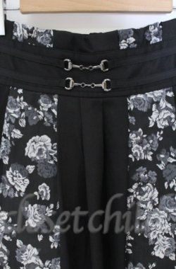 画像2: axes femme / フラワージャガード切替スカート  クロ O-25-10-31-3040-AX-SK-IG-OS