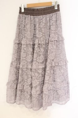 画像3: axes femme / レースロングスカート  モカ O-25-10-31-3041-AX-SK-IG-OS
