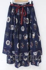 axes femme / アンティークフルーツ柄スカート  ネイビー O-25-10-31-3044-AX-SK-IG-ZT101