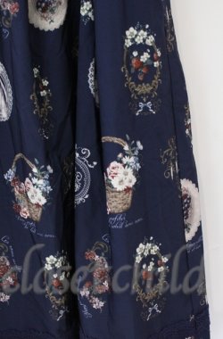 画像2: axes femme / アンティークフルーツ柄スカート  ネイビー O-25-10-31-3044-AX-SK-IG-OS