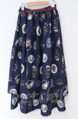 画像3: axes femme / アンティークフルーツ柄スカート  ネイビー O-25-10-31-3044-AX-SK-IG-OS