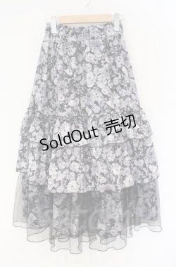 画像1: axes femme / フルールPTティアードスカート  クロ O-25-10-31-3046-AX-SK-IG-ZT101