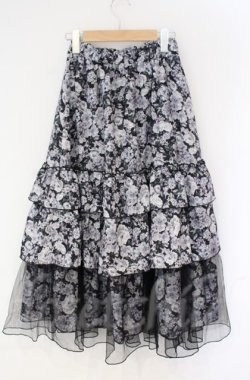 画像2: axes femme / フルールPTティアードスカート  クロ O-25-10-31-3046-AX-SK-IG-OS