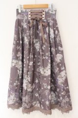 axes femme / ローズリース柄スカート  パープル系 O-25-10-31-3048-AX-SK-IG-ZT102