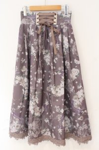 axes femme / ローズリース柄スカート  パープル系 O-25-10-31-3048-AX-SK-IG-ZT102