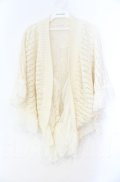 axes femme / ローズ編みシフォンフリルドルマンカーディガン  アイボリー O-25-10-31-3005-AX-TO-IG-OS