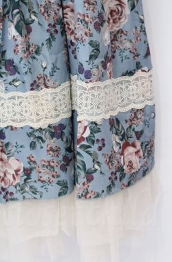 画像2: axes femme / ホーリーローズ柄フリルスカート  ミント O-25-10-31-3050-AX-SK-IG-OS