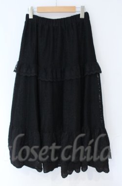 画像3: axes femme / ティアードコットンレーススカート  クロ O-25-10-31-3051-AX-CO-IG-OS