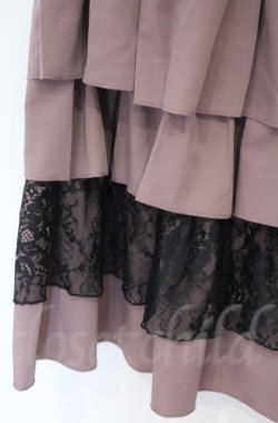 画像2: axes femme / レース使いティアードスカート  ピンク×クロ O-25-10-31-3052-AX-SK-IG-OS