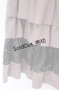 画像2: axes femme / レース使いティアードスカート  ピンク×クロ O-25-10-31-3052-AX-SK-IG-OS