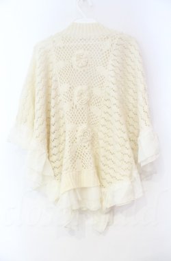 画像2: axes femme / ローズ編みシフォンフリルドルマンカーディガン  アイボリー O-25-10-31-3005-AX-TO-IG-OS