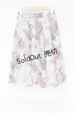 画像1: 【SALE】axes femme / ラフィネローズ柄タックスカート  アイボリー O-25-10-31-3055-AX-SK-IG-ZT102