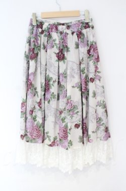 画像3: axes femme / ラフィネローズ柄タックスカート  アイボリー O-25-10-31-3055-AX-SK-IG-OS