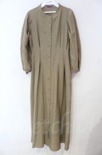 axes femme / ノーカラーシャツワンピース  カーキベージュ O-25-10-31-3006-AX-OP-IG-ZT066