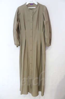画像1: axes femme / ノーカラーシャツワンピース  カーキベージュ O-25-10-31-3006-AX-OP-IG-OS