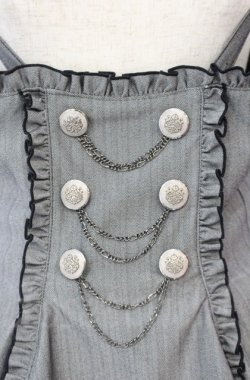 画像2: MARBLE / エンブレム飾りチェーン付きハイウエストドレープスカート  グレーストライプ×ブラック O-25-10-31-3061-GO-SK-IG-OS