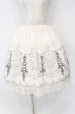 画像1: abilletage / プリンセス柄シフォンスカート(ミディアム)  アイボリー O-25-10-31-3063-GO-SK-IG-OS