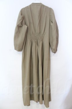 画像3: axes femme / ノーカラーシャツワンピース  カーキベージュ O-25-10-31-3006-AX-OP-IG-OS