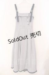 axes femme / バックリボンストライプジャンパースカート  ブルー O-25-10-31-3007-AX-OP-IG-OS