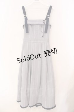 画像1: axes femme / バックリボンストライプジャンパースカート  ブルー O-25-10-31-3007-AX-OP-IG-OS