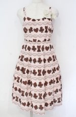 画像1: 【SALE】Emily Temple cute classic / ベアトランプチョコノースリーブワンピース  ピンク O-25-10-31-3068-ET-OP-IG-ZT280 (1)