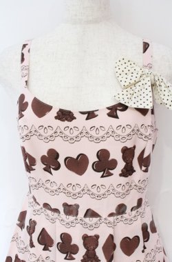 画像2: Emily Temple cute classic / ベアトランプチョコノースリーブワンピース  ピンク O-25-10-31-3068-ET-OP-IG-OS