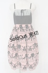 Emily Temple cute / pippiフロッキーptサロンワンピース  ピンク×クロ O-25-10-31-3070-ET-OP-IG-OS