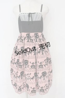 画像1: Emily Temple cute / pippiフロッキーptサロンワンピース  ピンク×クロ O-25-10-31-3070-ET-OP-IG-OS