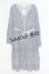 axes femme / 花柄総レースガウンワンピース  ブルー O-25-10-31-3008-AX-OP-IG-OS