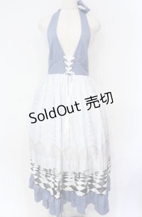 axes femme POETIQUE / チェスボードホルターワンピース  サックス O-25-10-31-3009-AX-SK-IG-OS