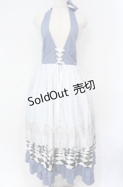 画像1: axes femme POETIQUE / チェスボードホルターワンピース  サックス O-25-10-31-3009-AX-SK-IG-OS