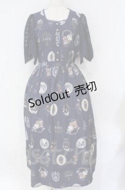 画像1: axes femme / アンティークフルーツ柄ワンピース  ネイビー O-25-10-31-3011-AX-OP-IG-ZT518