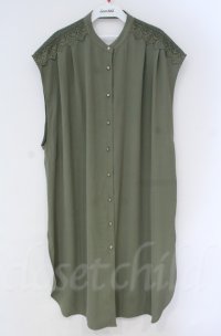 axes femme / バックレースアップロングジレ  グリーン O-25-10-31-3012-AX-TO-IG-ZT507