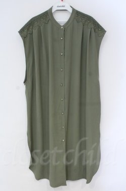 画像1: axes femme / バックレースアップロングジレ  グリーン O-25-10-31-3012-AX-TO-IG-OS