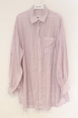 axes femme / スリット袖シアーシャツ  ピンク×シロ O-25-10-31-3013-AX-BL-IG-ZT490