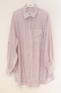 axes femme / スリット袖シアーシャツ  ピンク×シロ O-25-10-31-3013-AX-BL-IG-ZT490