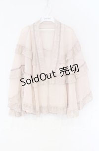 axes femme / 楊柳シフォンレースショール  ピンク O-25-10-31-3014-AX-TO-IG-ZT023