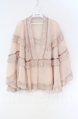 画像1: axes femme / 楊柳シフォンレースショール  ピンク O-25-10-31-3014-AX-TO-IG-OS