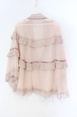 画像4: axes femme / 楊柳シフォンレースショール  ピンク O-25-10-31-3014-AX-TO-IG-OS
