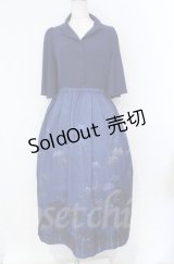 axes femme / 彼岸花柄ワンピース L ブルー O-25-10-31-3016-AX-OP-IG-OS