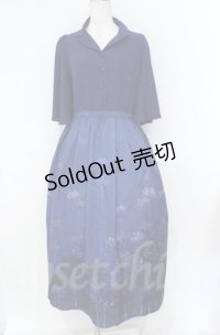 axes femme / 彼岸花柄ワンピース L ブルー O-25-10-31-3016-AX-OP-IG-OS