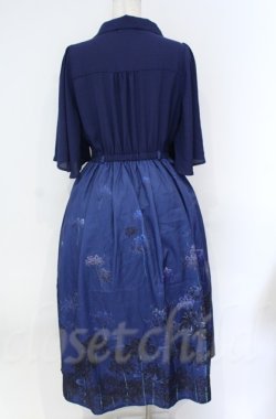 画像2: axes femme / 彼岸花柄ワンピース L ブルー O-25-10-31-3016-AX-OP-IG-OS