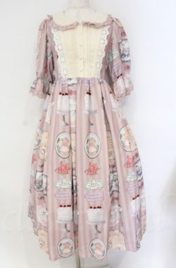 画像1: axes femme kawaii / ティティ×ベアファミリーワンピース  ピンク O-25-10-31-3017-AX-OP-IG-OS