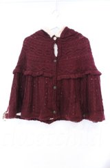 axes femme POETIQUE / 裏ボアスピンドルケープ  ワイン O-25-10-31-3003-AX-CO-IG-ZT459