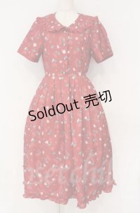 axes femme / チェリーローズ柄セーラーワンピース  アカ O-25-10-31-3026-AX-OP-IG-ZT507