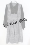 axes femme / チェックリボンドッキングワンピース  クロ×グレー O-25-10-31-3028-AX-OP-IG-OS