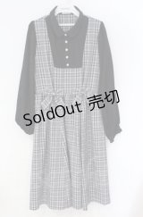 axes femme / チェックリボンドッキングワンピース  クロ×グレー O-25-10-31-3028-AX-OP-IG-OS