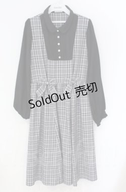 画像1: axes femme / チェックリボンドッキングワンピース  クロ×グレー O-25-10-31-3028-AX-OP-IG-OS